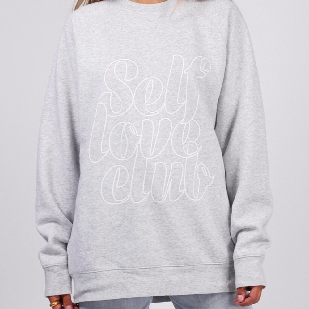 Brunette the Label Self Love club Big Sis crew sweatshirt oversized NWT